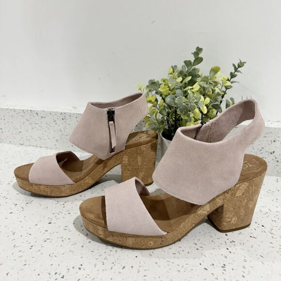 TOMS Women's Majorca Platform Shoes Blush Pink Size 10 TS suede - Picture 2 of 7